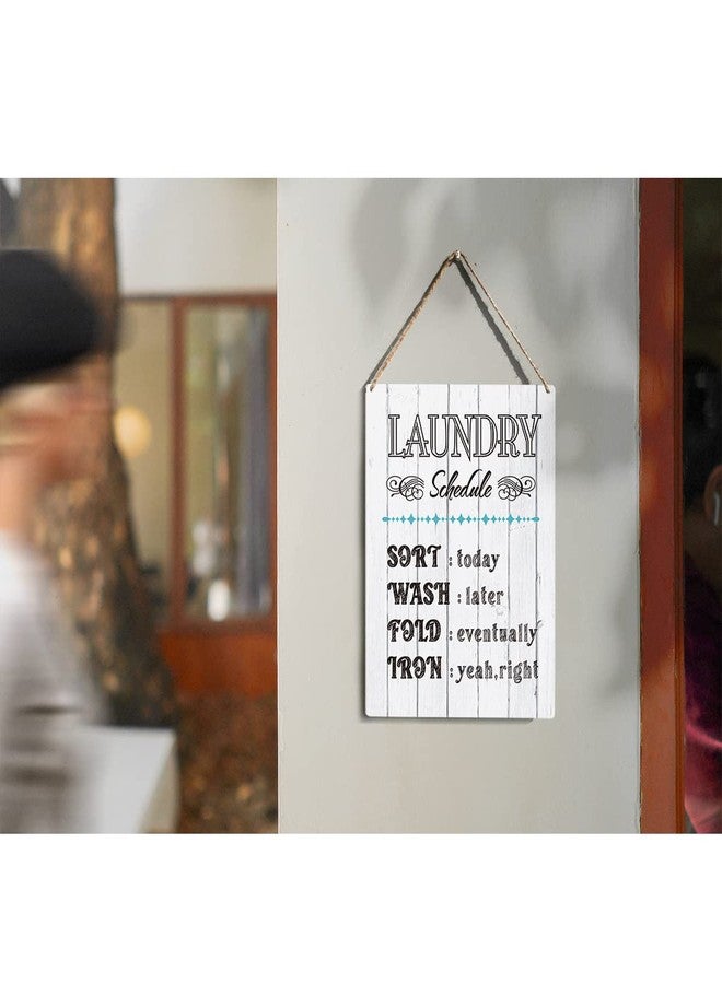 FREHVN Rustic Laundry Schedule Wood Sign the Laundry Rules Wooden Signs Rustic Hanging Plaque Home Wall Art "8 x 10", Perfect Sign Wall Decor for Bathroom Laundry Room - Image 5